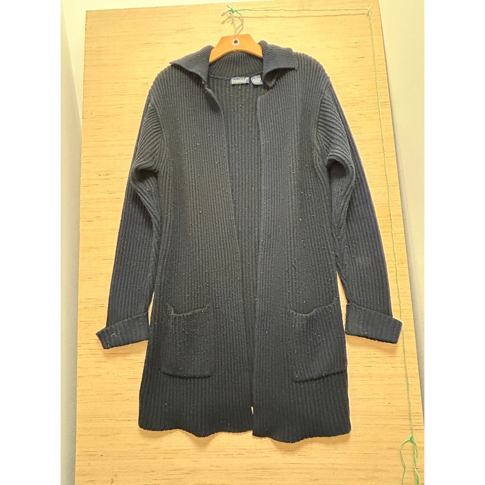 De Rothschild Navy Blue Ribbed Cardigan Sweater Jacket Long Sleeve M